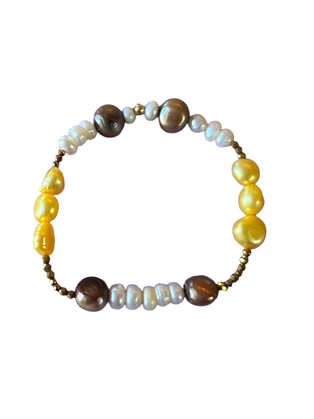 Artisan Chocolate Bronze and Gold Baroque Pearl Stack Companion Bracelet OS